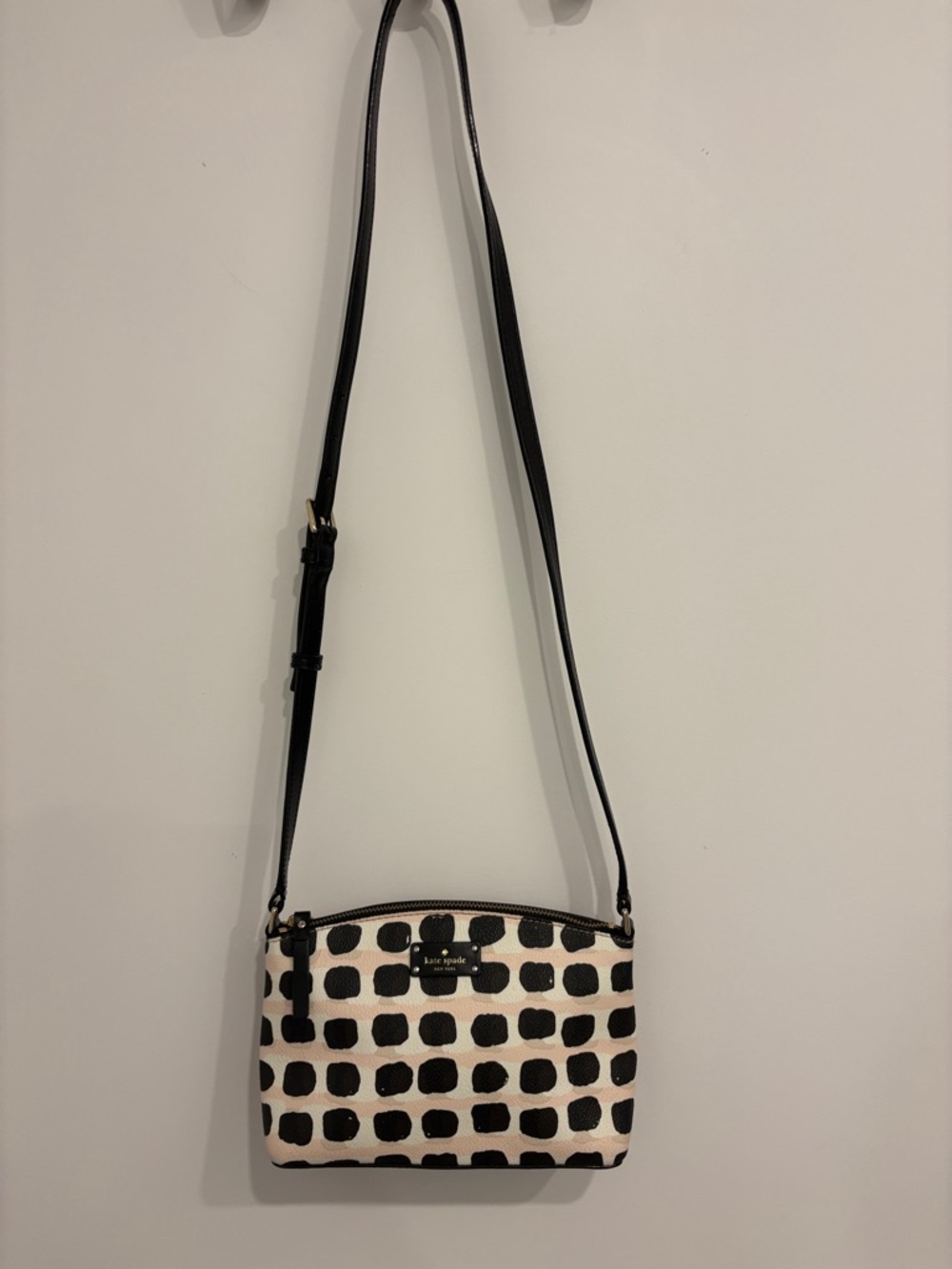 kate spade Millie Pink Black and White Spot Print Crossbody Bag